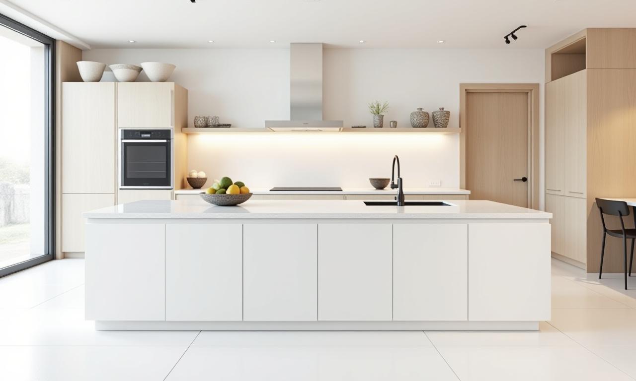 Moderne kjøkken med treverk og integrert belysning